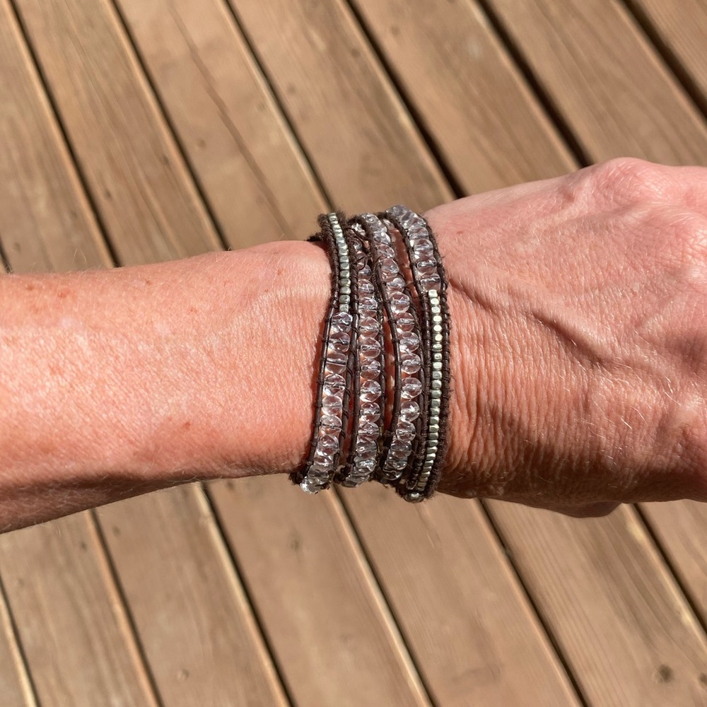 Crystal and Silver Nugget Bead Bracelet